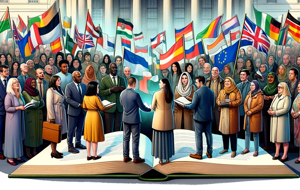 image showing people speaking different languages