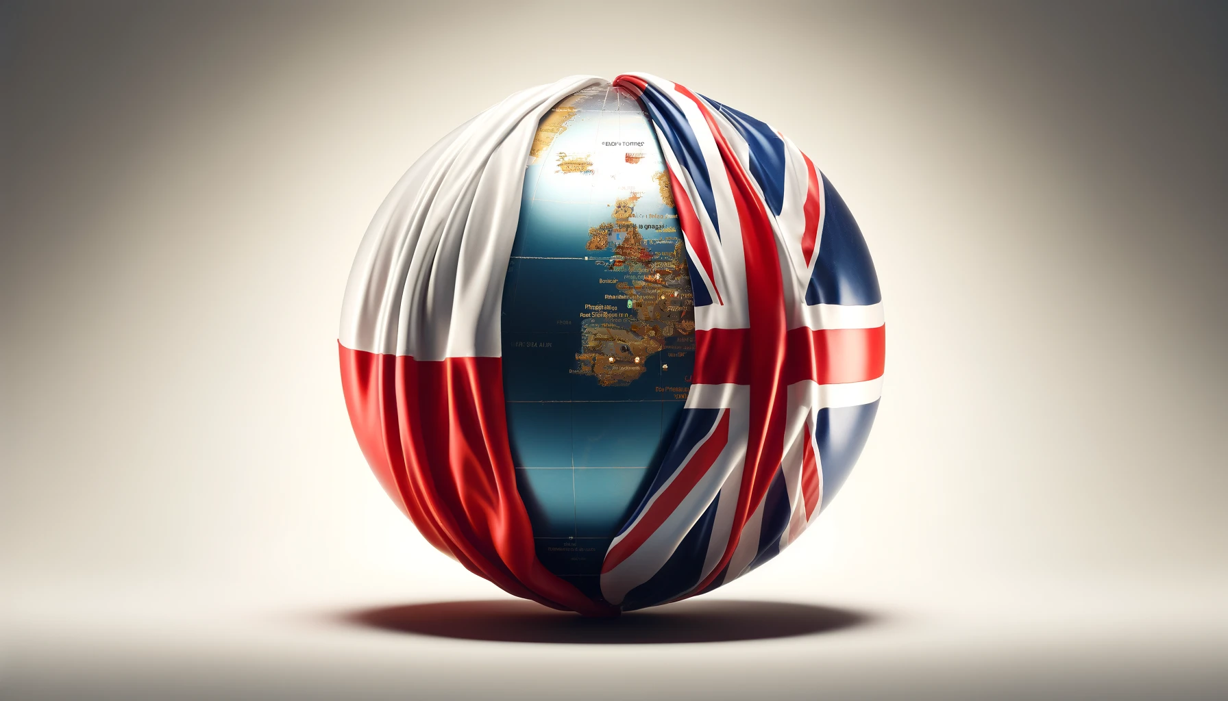 image of a globe wrapped in polish and uk flags
